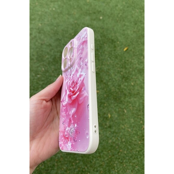 Phone Case For iPhone 16 Pro Phone Cover Pink Rose Back Cover Fashion - Picture 2 of 8